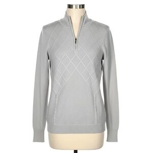 NILS Women's Gray 1/4 Zip Pullover knit Sweater Size Medium Quiet Luxury minimal